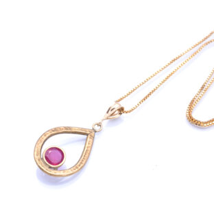 槌目の雫ペンダント【ルビー・18kgp・ 14kgf】