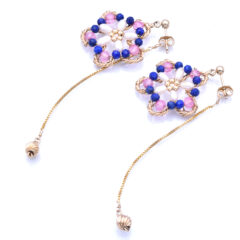 【新作】天然石の花模様ピアス をアップしました。