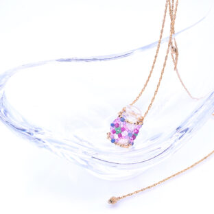 天然石の花織アロマペンダント《エメラルド・ルビー》14kgf