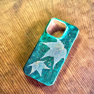 非公開: リーフアートのスマホケース《フォレストグリーン》