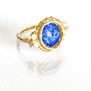 【ラピスラズリx水晶】星月夜のリング14kgf