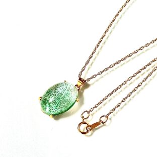 《結葉》水晶のペンダント（天然孔雀石）